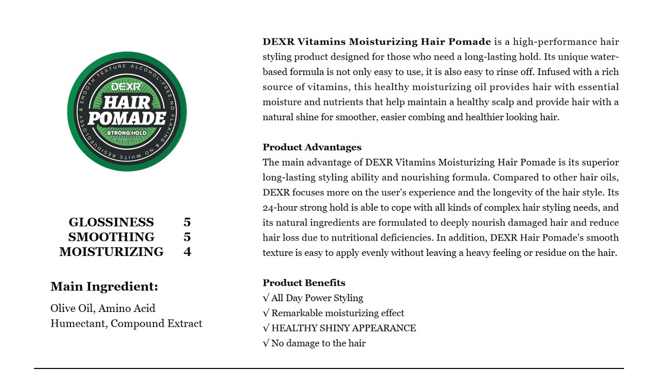 Pomada hidratante para cabelo com 18 vitaminas DEXR