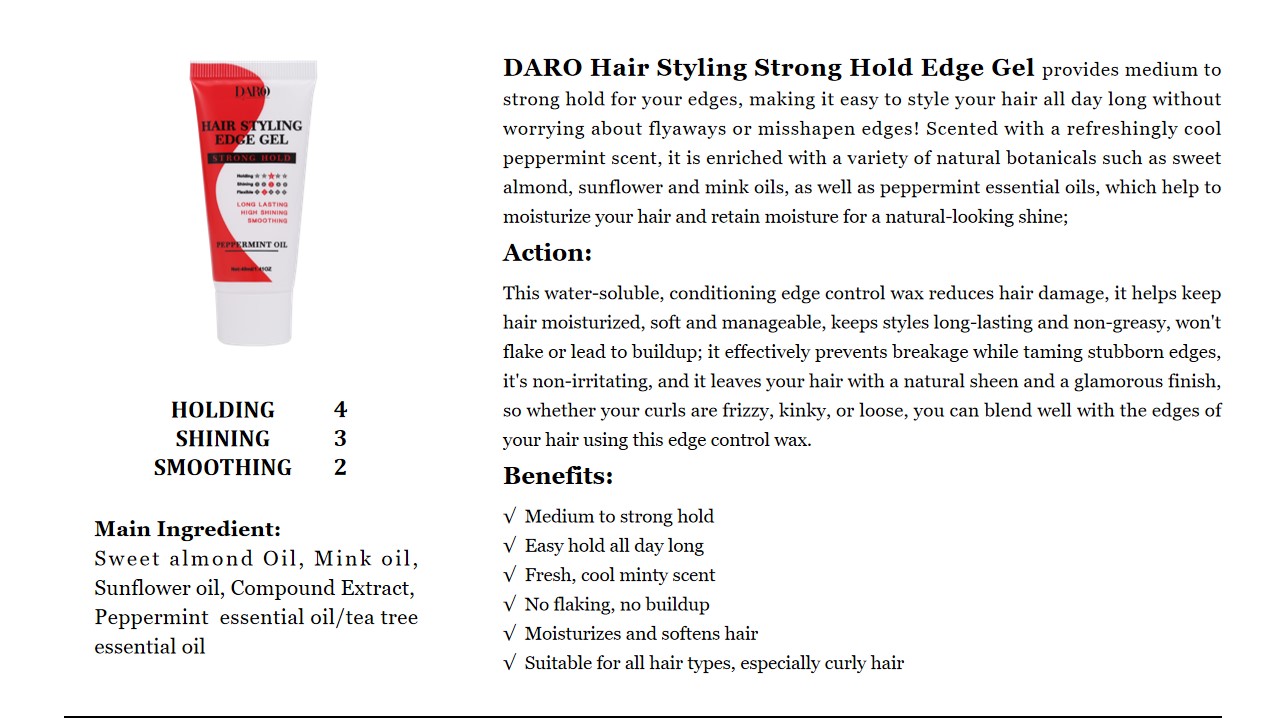 17 DARO Hair Styling Gel de fixação forte