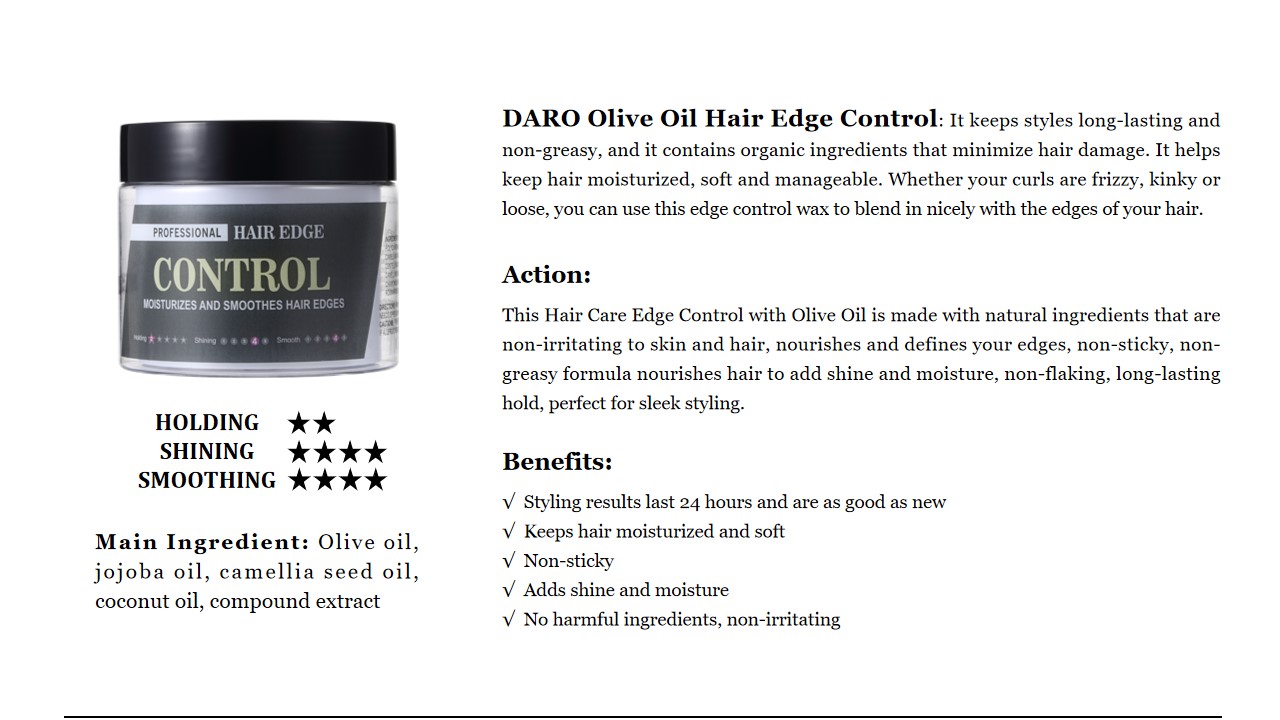 2 Controle de borda de cabelo com azeite de oliva DARO