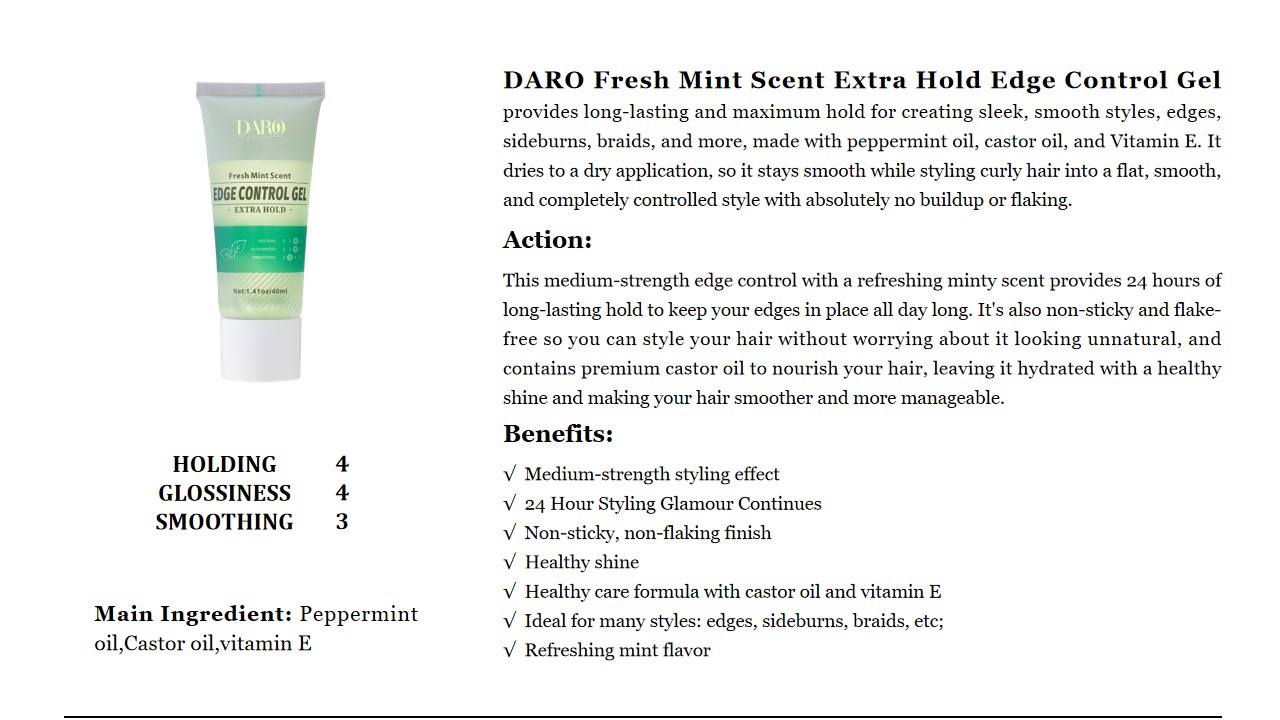 18 DARO Fresh Mint Scent Gel Extra Hold Edge Control