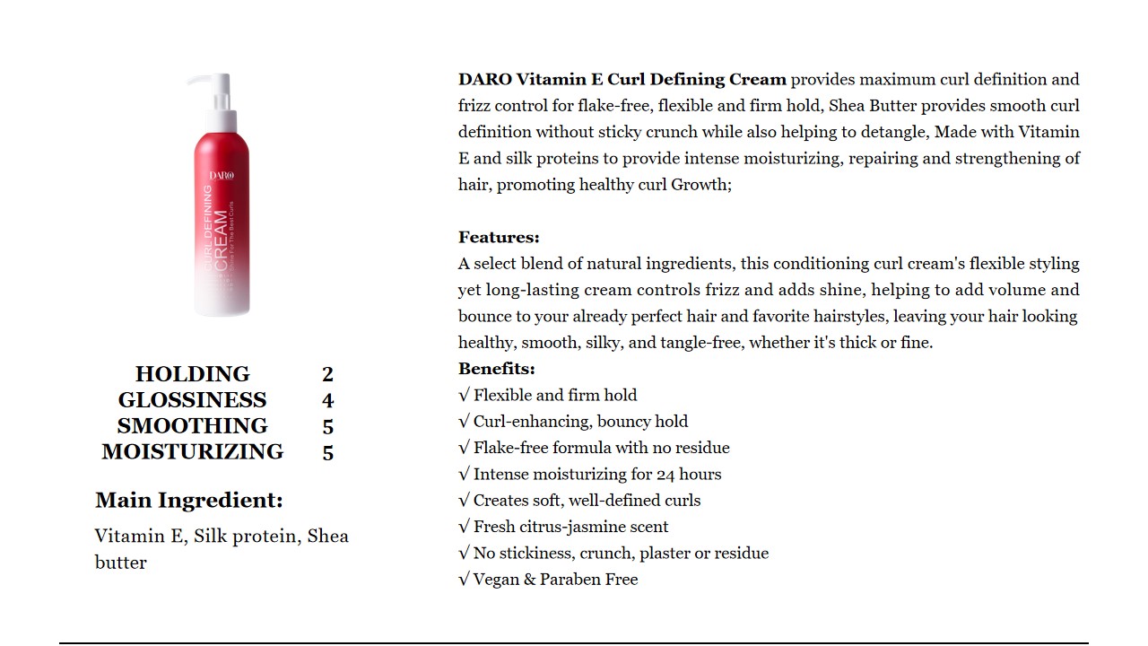 8 Creme Definidor de Cachos DARO Vitamina E